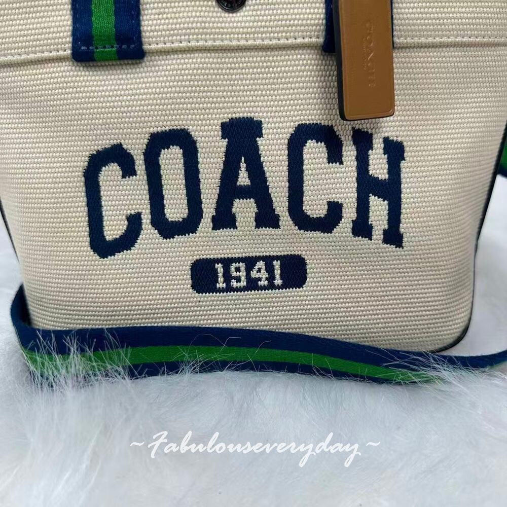 Coach Tote Crossbody Bag 20 With Coach Graphic In Canvas/Natural Multi CBK29 NWT - Picture 2 of 9